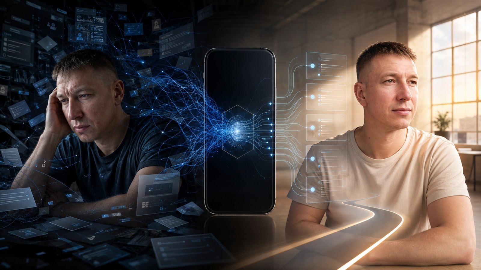 Future Self AI помогает перейти от перегруженного потока мыслей к спокойной структуре и следующему шагу