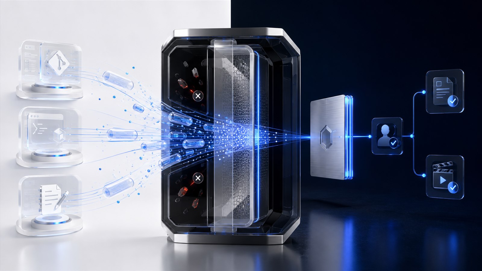 Визуализация Relay Agent: рабочие сигналы проходят privacy-фильтр и превращаются в чистый пакет контента